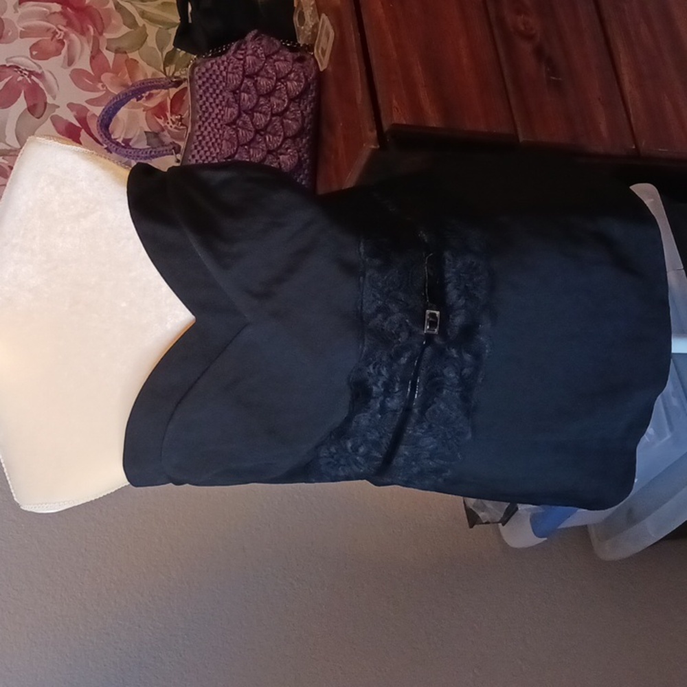 Strapless Black Lace-Trim Women's Top